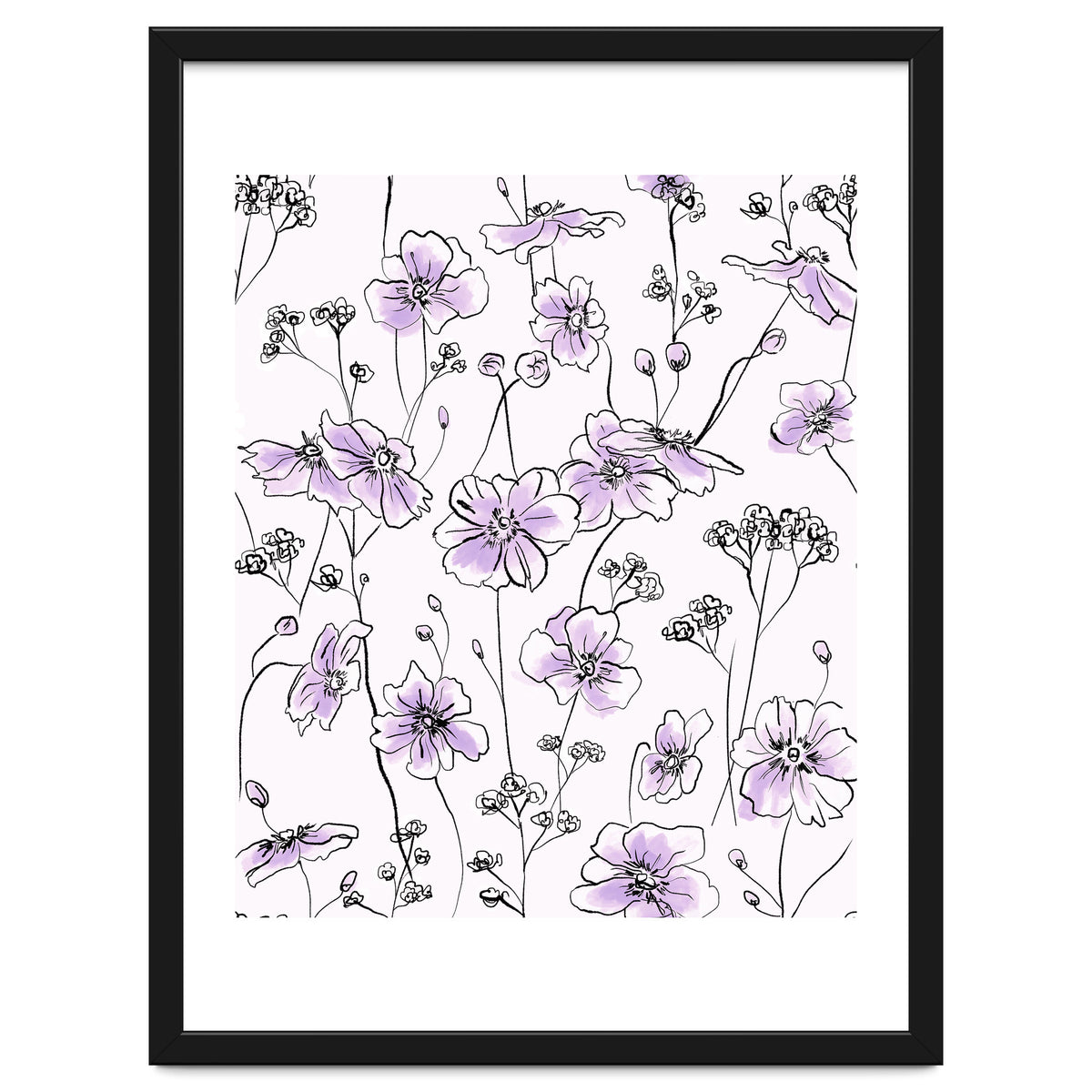 Wild Roses Floral Pattern - Purple