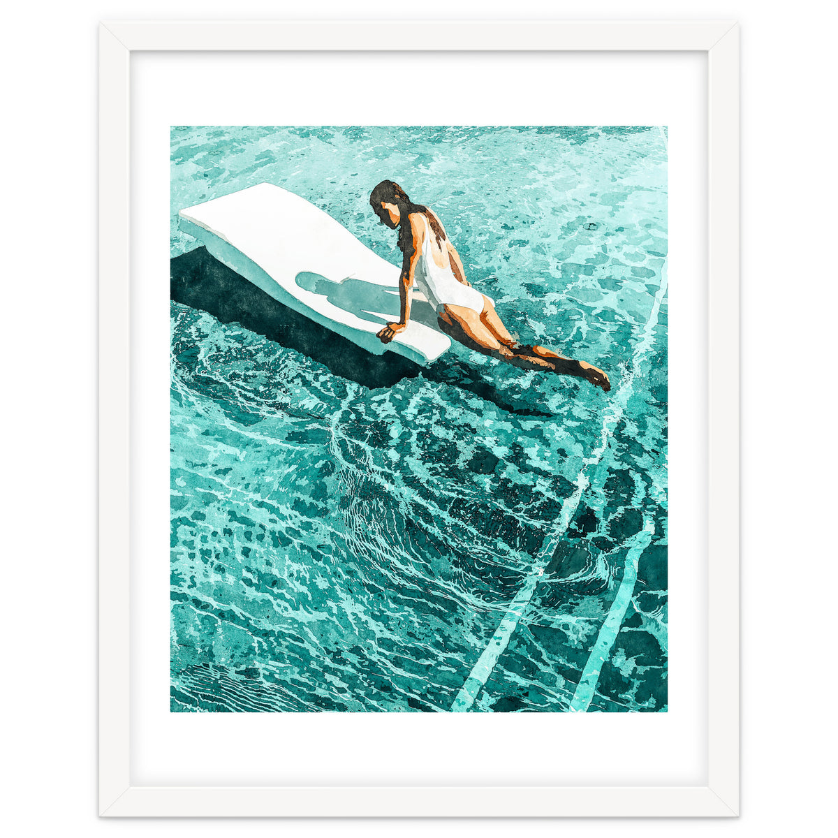 Pool Day | Summer Swimming Swim Fashion | Bath Vacation Relax Self Care Watercolor Painting