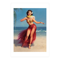 Pinup Girl In Hawaiian Costume (Print Only)