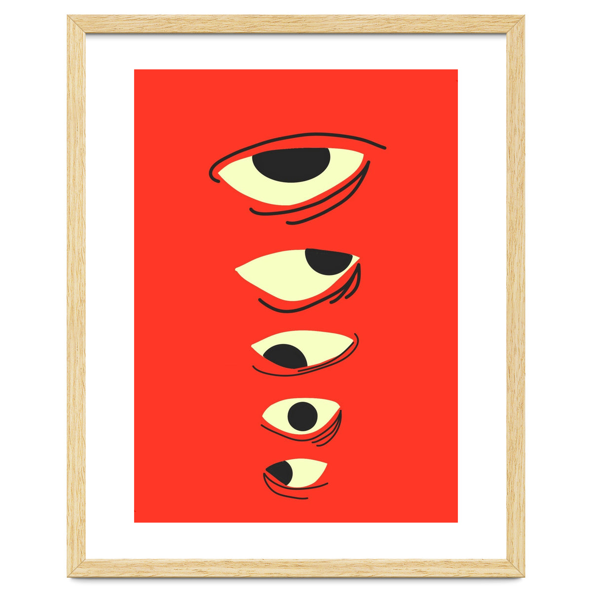 Abstract Eyes on Red Background