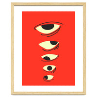 Abstract Eyes on Red Background
