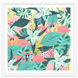 Flamingo Tropical, Colorful Modern Bohemian Eclectic Jungle Graphic Design, Blush Forest Gold Floral thumbnail