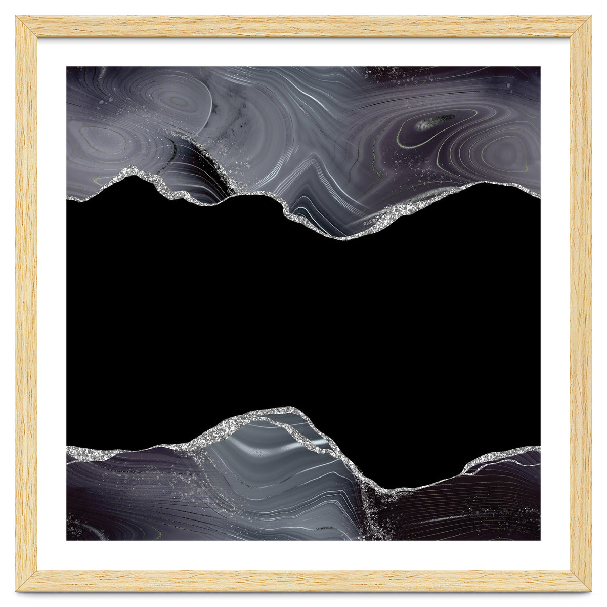Black & Silver Glitter Agate Texture 04