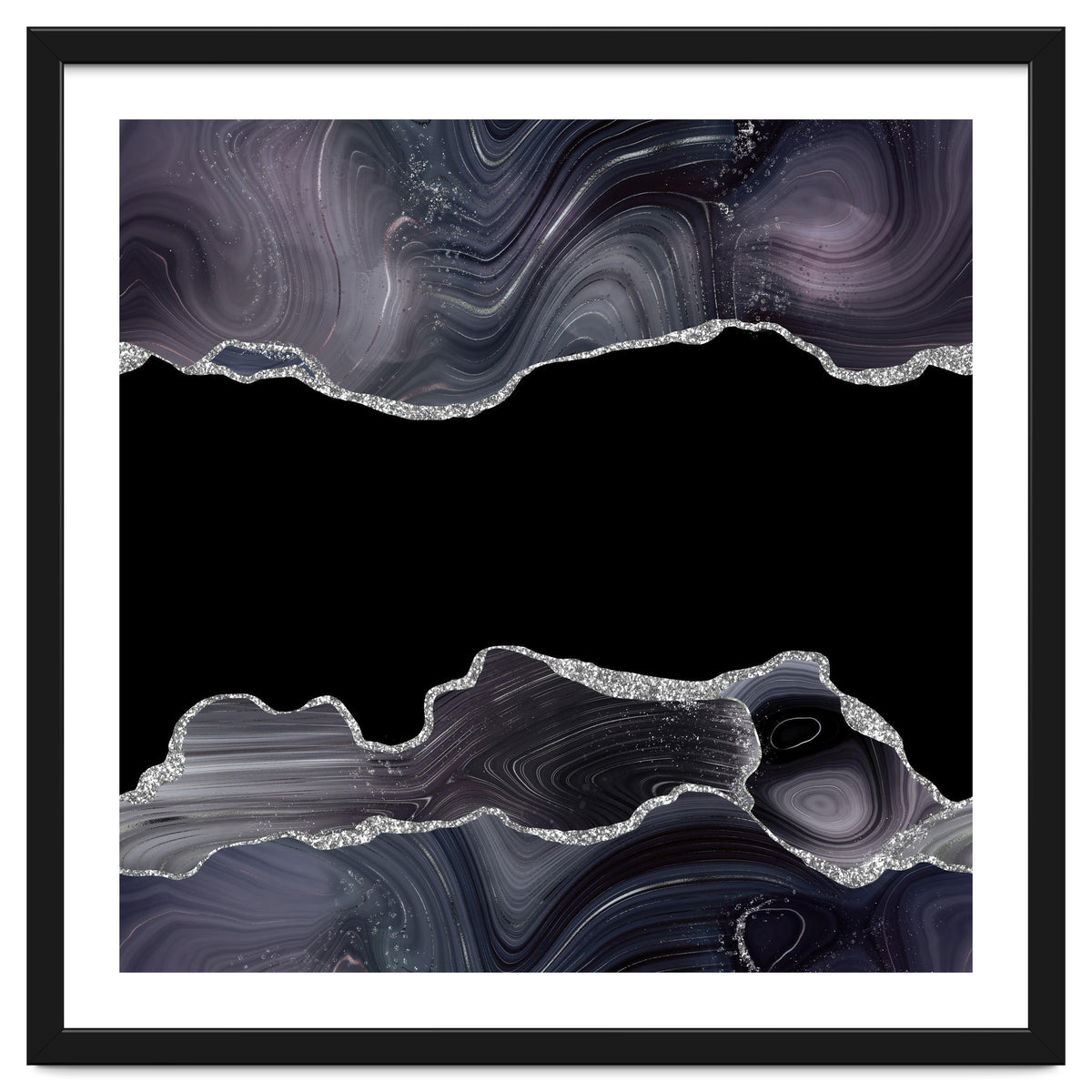 Black & Silver Glitter Agate Texture 03