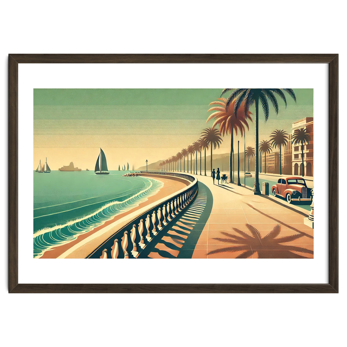 Vintage Coastal Promenade Poster