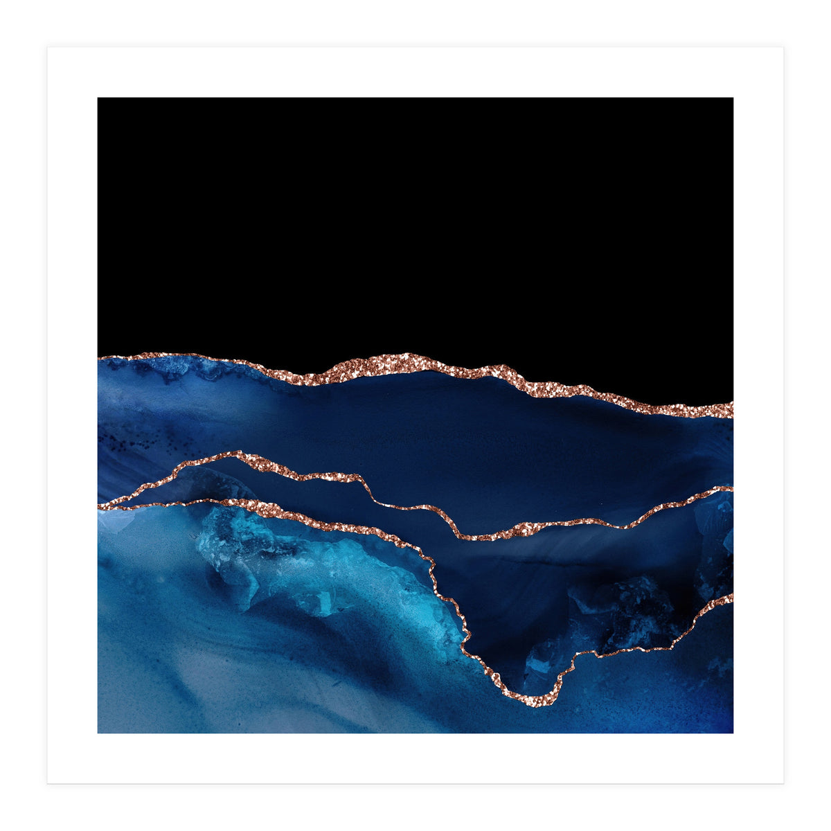 Navy & Rose Gold Agate Texture 07 (Print Only)