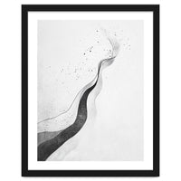 Abstract Black And White Ink Flowing Lines With Splatter