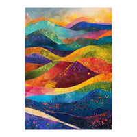 Vibrant Abstract Patchwork Landscape Art (Print Only)
