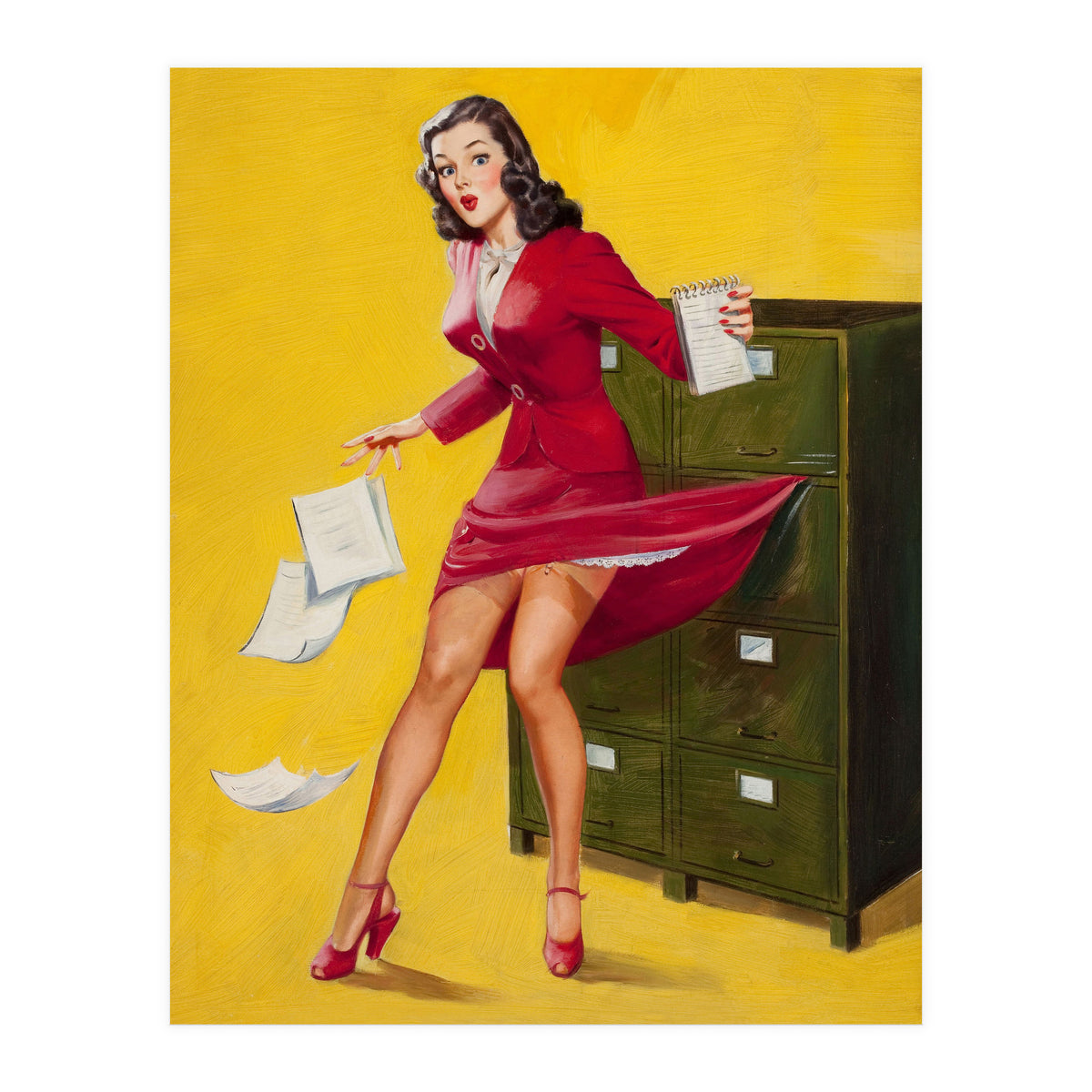 Pinup Girl In Office Accident (Print Only)