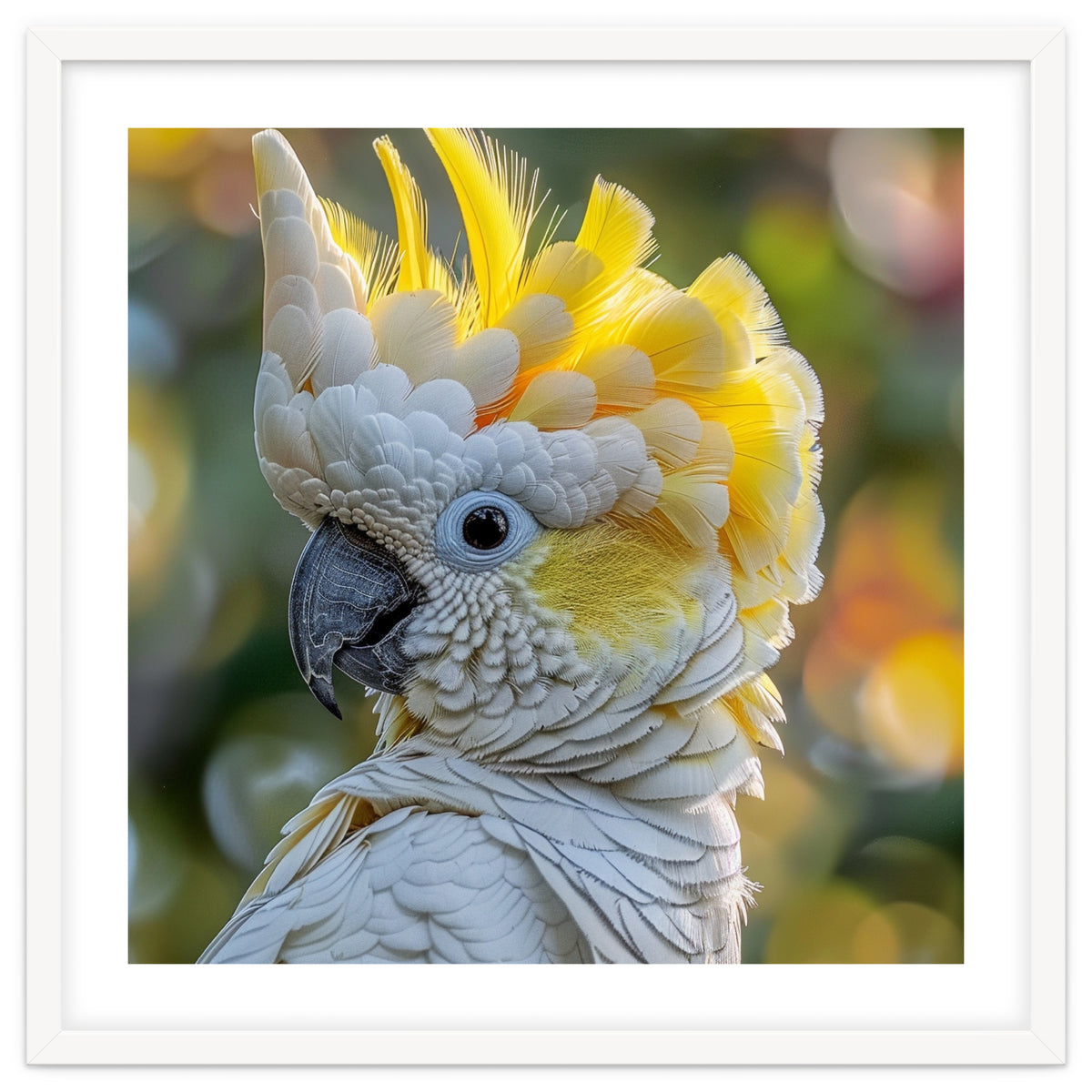 Yellow Crested Cockatoo Bird Close Up Portrait