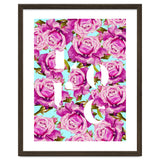 Love, Floral Typography Valentine's Graphic Design, Eclectic Modern Boho Botanical Rose Illustration thumbnail