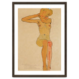 Seated female nude with raised right arm,1910 Gouache,. thumbnail
