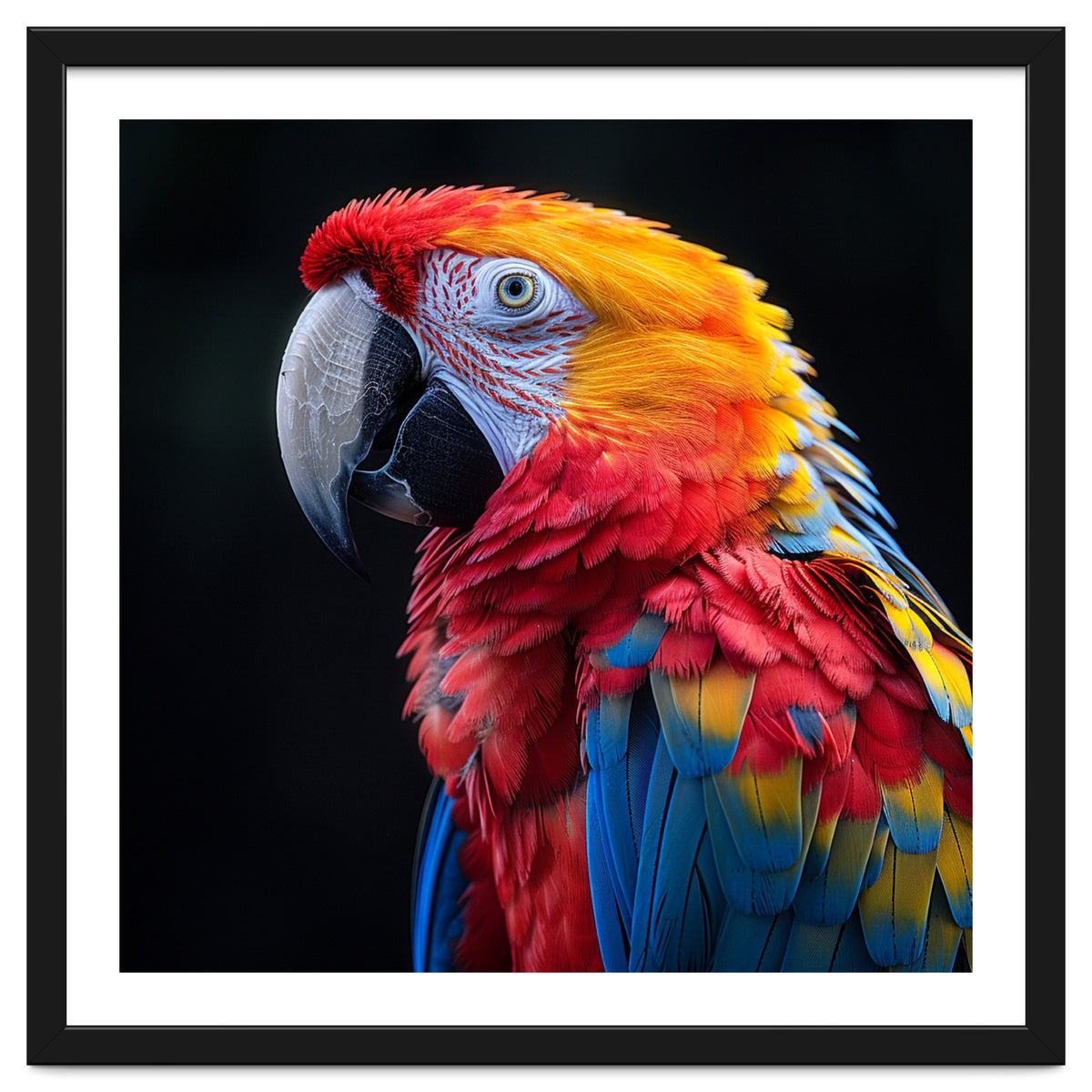 Scarlet Macaw Parrot Vibrant Plumage Close Up