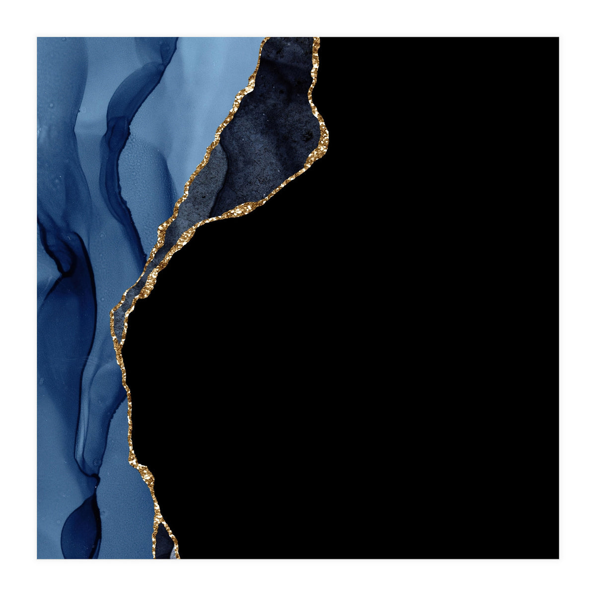 Navy & Gold Agate Texture 09  (Print Only)