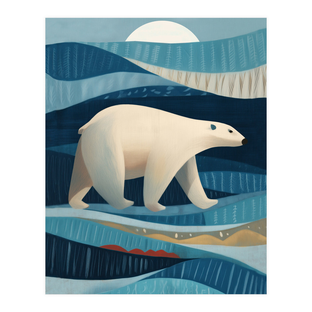 Polar Bear In The Blue Arctic (Print Only)