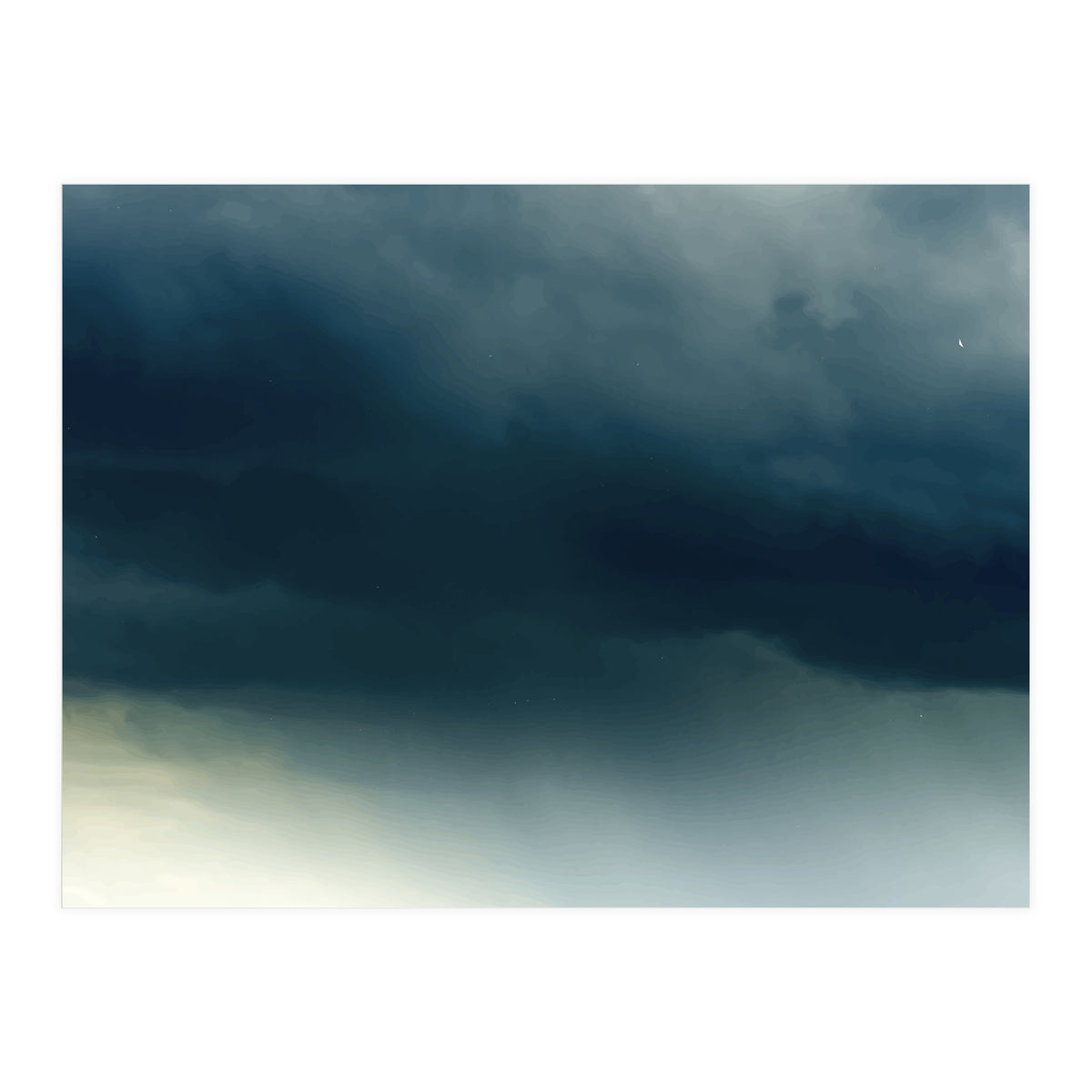 Storm Rain Clouds Watercolor Painting Blue Minimal Dark Sky Graphic (Print Only)