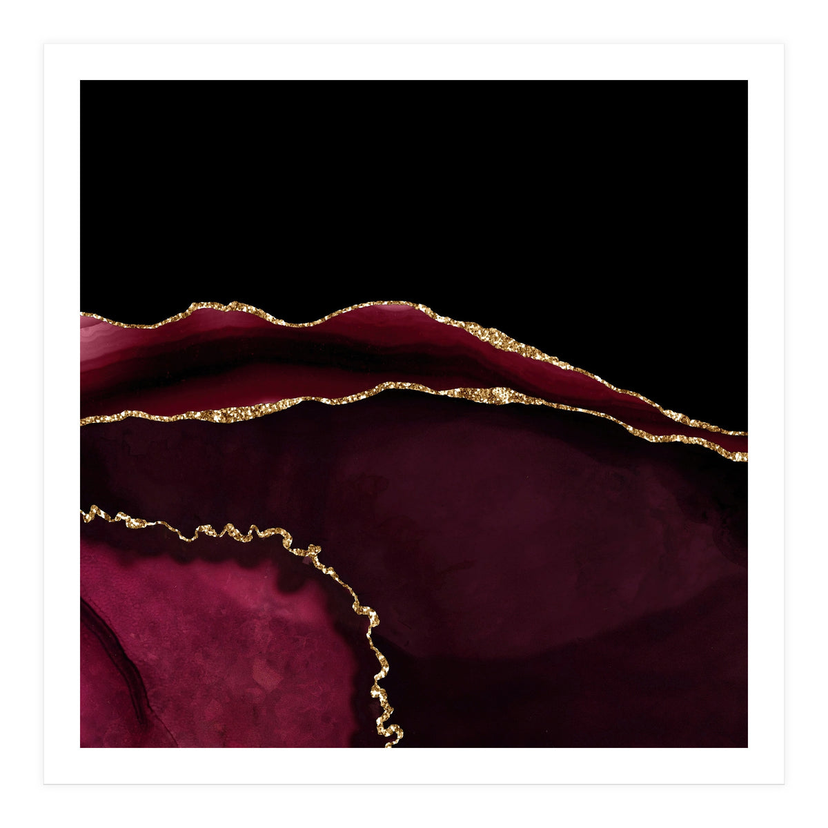 Burgundy & Gold Agate Texture 05 (Print Only)