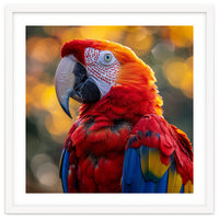 Scarlet Macaw Parrot Close Up Portrait