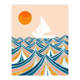 Set Sail, Ocean Boat Sailing Travel, Sea Cruise Summer Waves, Graphic Design Bohemian Modern Eclectic (Print Only) thumbnail