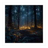 Enchanted Midnight Forest with Glowing Fireflies (Print Only) thumbnail