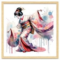 Geisha Dancer With Flowing Kimono