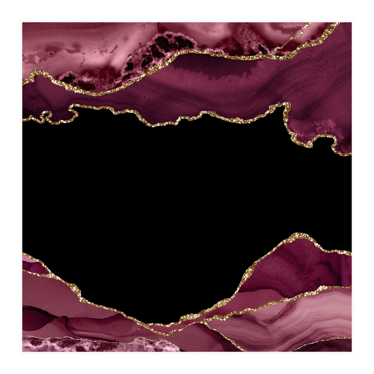 Burgundy & Gold Agate Texture 18  (Print Only)