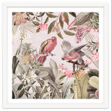 Colorful Parrots In Flower And Fruit Tropical Jungle thumbnail