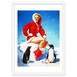 Pinup Sexy Woman Posing With Two Penguins thumbnail