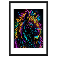 Lion Colored Neon Art