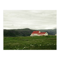 Red roof house in the greenfield - Iceland (Print Only)