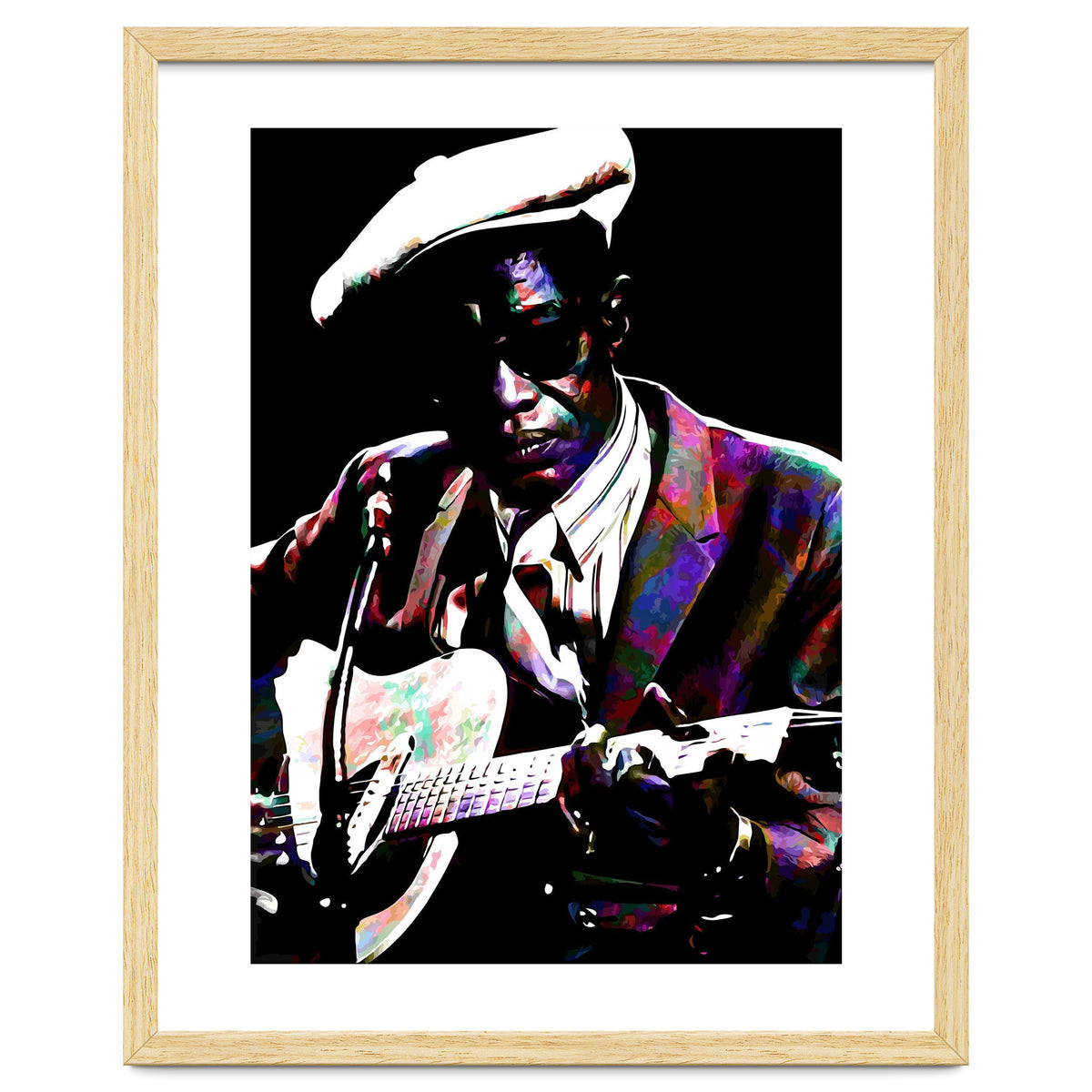 Lightnin' Hopkins American Country Blues Musician legend Colorful Art
