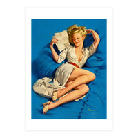 Pinup Sexy Girl Reading A Love Letter (Print Only)