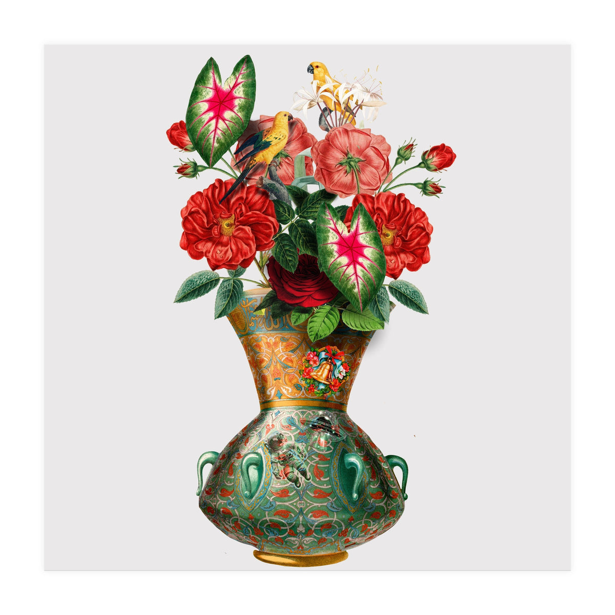 flower vase collage art (Print Only)