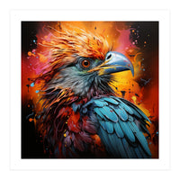 Vibrant Eagle Portrait Abstract Colorful Splatter Art (Print Only)