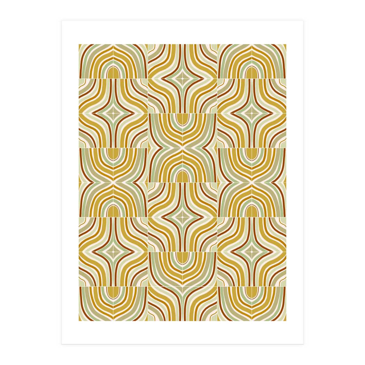 Ochre Retro Marbled Tiles (Print Only)