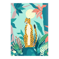 Leopard Forest, Pastel Tropical Jungle Nature Botanical, Moon Eclectic Colorful Wild Animals Boho (Print Only)