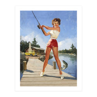 Pinup Fishing Girl With Her Catch (Print Only)