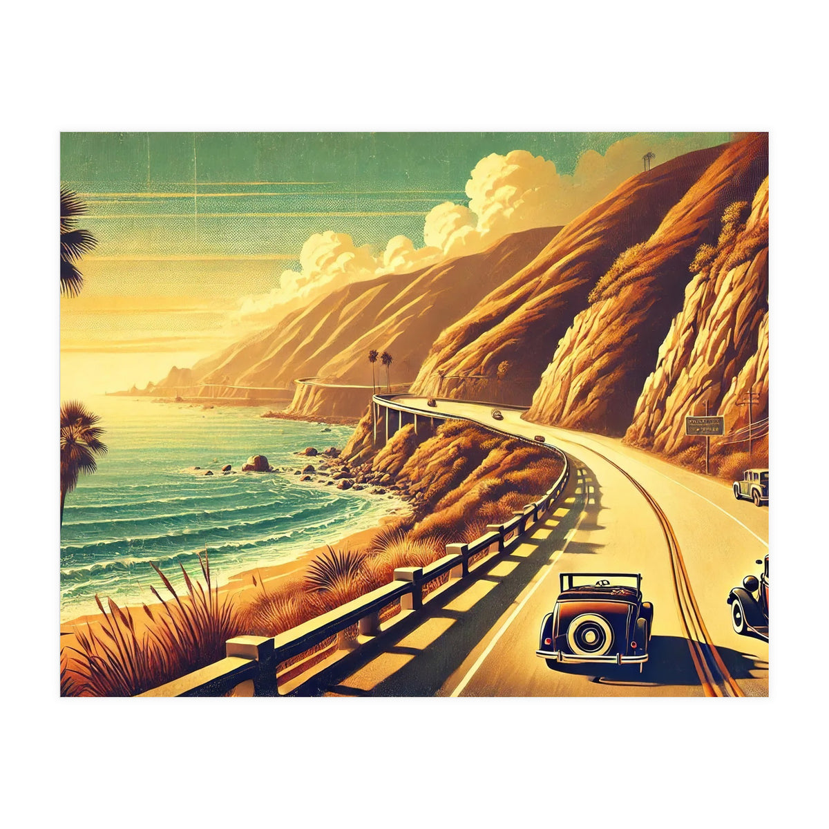 Vintage Coastal Road Journey Poster (Print Only)
