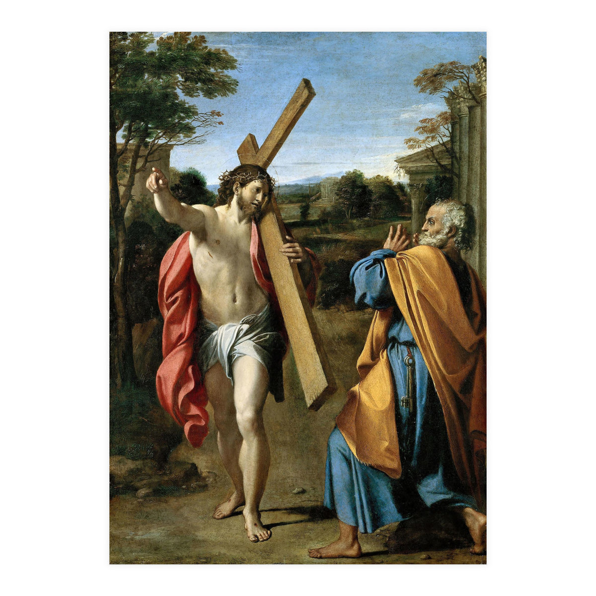 Annibale Carracci / 'Domine, quo vadis?', c. 1602, Oil on panel, 77.4 x 56.3cm. AGOSTINO CARRACCI. (Print Only)