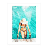 Pool Fashion | Modern Bohemian Woman Swim Watercolor Painting | Contemporary Travel (Print Only) thumbnail
