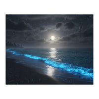 Bioluminescent Moonlit Shore (Print Only)