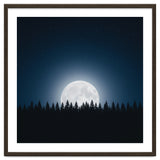 Midnight Serenity: Full Moon Over Forest Silhouettes thumbnail