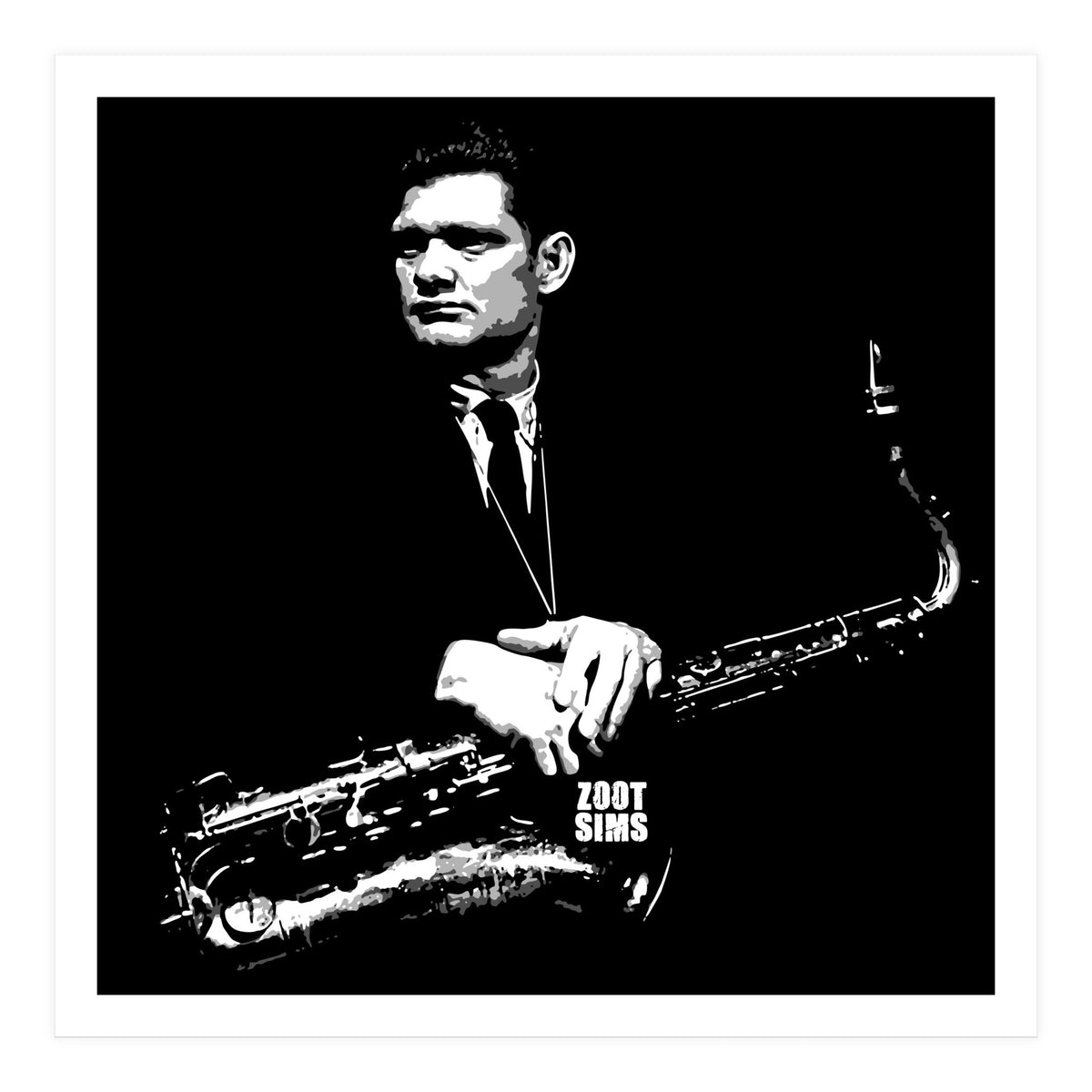 Zoot Sims American Jazz Saxophonist in Grayscale (Print Only)