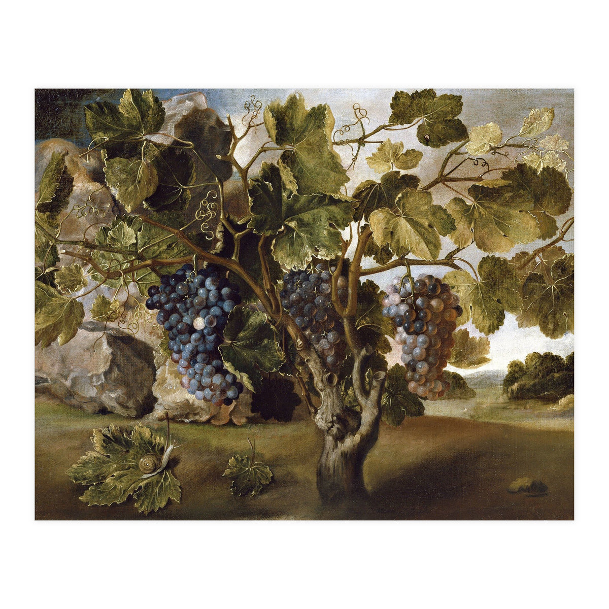 Tomás Hiepes / 'Landscape with a Grapevine', 17th century, Spanish School, Oil on canvas, 67 cm x... (Print Only)