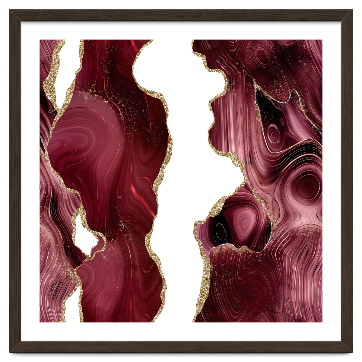 Burgundy & Gold Glitter Agate Texture 05