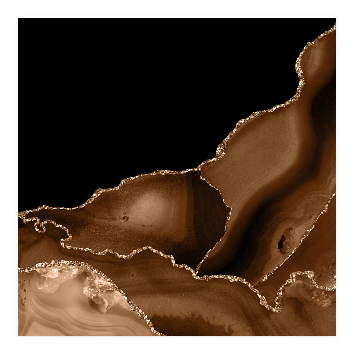 Brown & Gold Agate Texture 03 (Print Only)