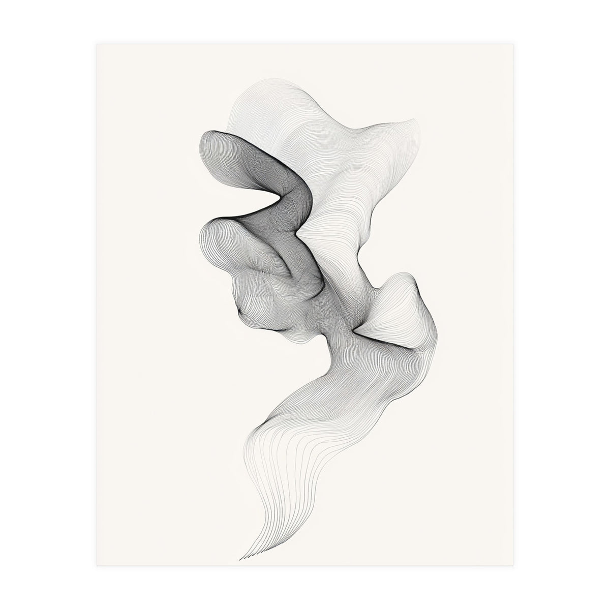 Abstract Black And White Swirling Lines Flowing Form (Print Only)