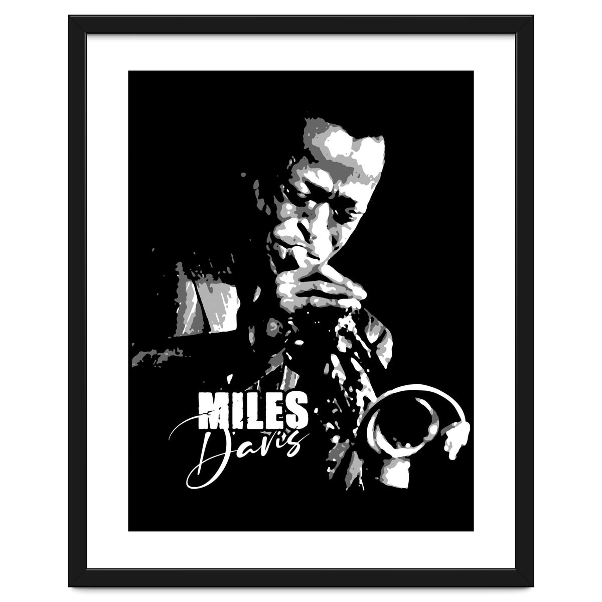 Miles Davis American Jazz Trumpeter in Grayscale