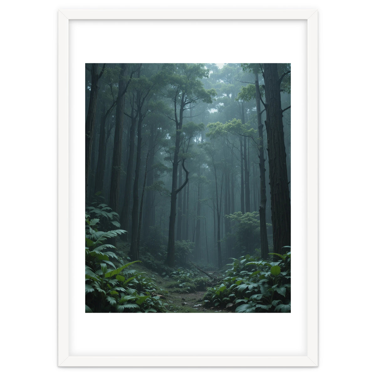 Ethereal Misty Forest in the Rain