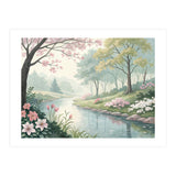Springtime Blossoms: A Serene Garden Stream (Print Only) thumbnail